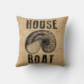 シーシェル素朴バーラップハウスボートアクセントピロー クッション (裏面)