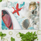 シーシェル航海のズいかりヒトデビーチテーマ キッチンタオル (折り畳み)