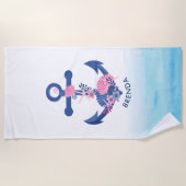 シーシェル航海のズボートいかりイラストレーション ビーチタオル (正面)