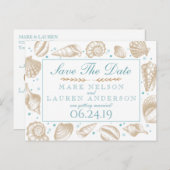 シーシェル航海のビーチ結婚式 | セーブザデート 案内ポストカード (正面/裏面)