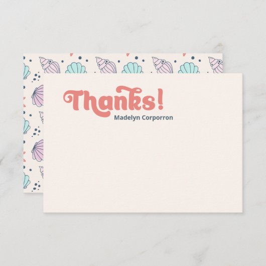 シーシェル誕生日サンキューカード サンキューカード (正面/裏面)