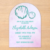 シーシェル赤ちゃんシャワー アクリル招待状 (正面)