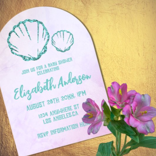 シーシェル赤ちゃんシャワー アクリル招待状