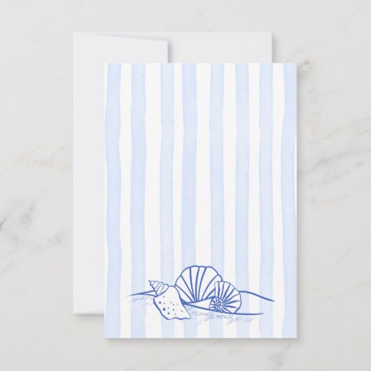 シーシェル青い手羽織の波状縁どビーチ結婚式 出欠カード (裏面)