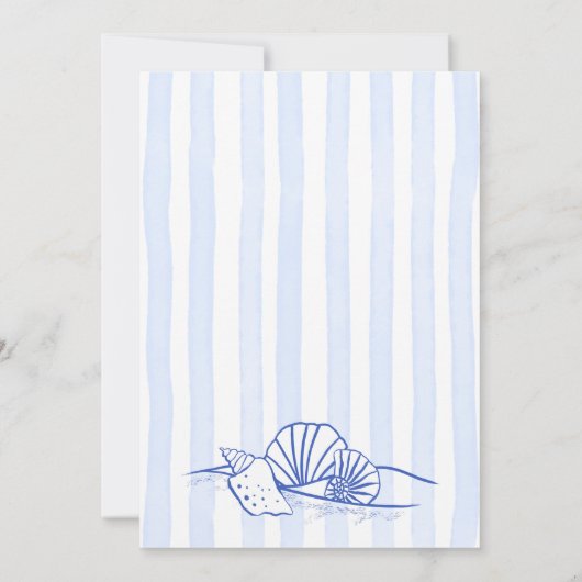 シーシェル青い手羽織の波状縁どビーチ結婚式 招待状 (裏面)