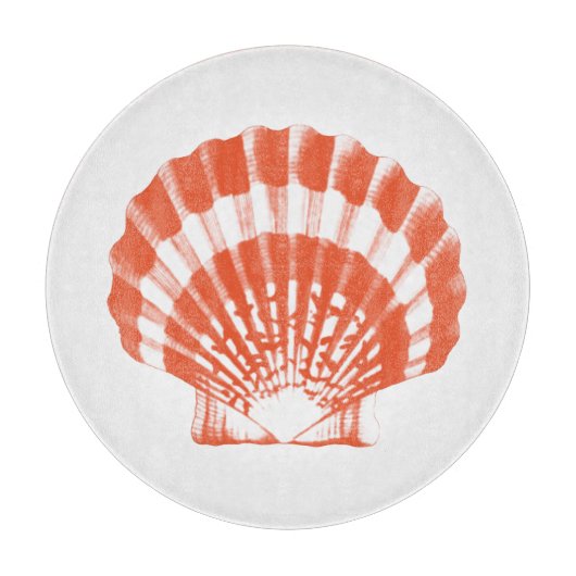 シーシェル – コーラルオレンジと白 カッティングボード (正面)