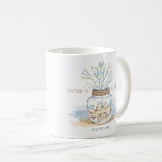 シーシェル&シーガラスコーラルコーストクリスマス コーヒーマグカップ (正面右)