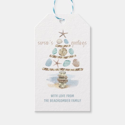 シーシェル&シーグラス |コースタルクリスマスツリー ギフトタグ (正面)