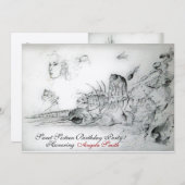 シーシェル スウィート16 パーティー, ルビー モノグラム ゴールド 招待状 (正面/裏面)