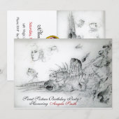 シーシェル スウィート シックスティーン パーティー, ルビー モノグラム ゴールド 招待状 (正面/裏面)