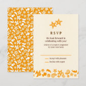 シーシェル&スターフィッシュハートサマービーチRSVP 出欠カード (正面/裏面)