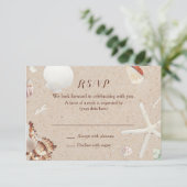 シーシェル&スターフィッシュ・オン・ザ・ビーチ・ウェディング 出欠確認 出欠カード (スタンド正面)