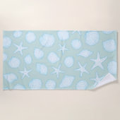 シーシェル&スターフィッシュ – 沿岸夏の雰囲気 ビーチタオル (正面)