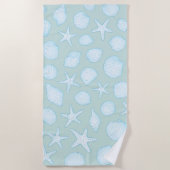 シーシェル&スターフィッシュ – 沿岸夏の雰囲気 ビーチタオル (正面)