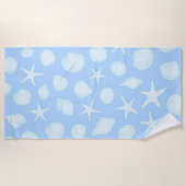 シーシェル&スターフィッシュ – 沿岸夏の雰囲気 ビーチタオル (正面)