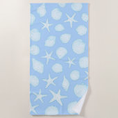 シーシェル&スターフィッシュ – 沿岸夏の雰囲気 ビーチタオル (正面)