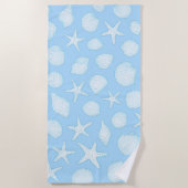 シーシェル&スターフィッシュ – 沿岸夏の雰囲気 ビーチタオル (正面)