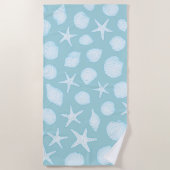 シーシェル&スターフィッシュ – 沿岸夏の雰囲気 ビーチタオル (正面)