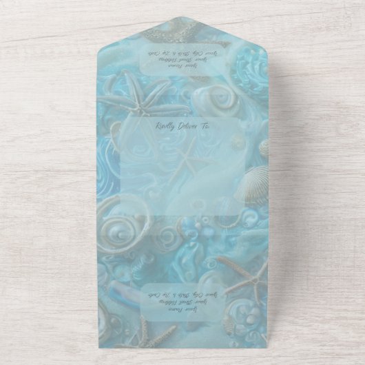 シーシェル&スターフィッシュQRコード オールインワン招待状 (外側)