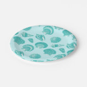 シーシェル – ソフトアクアと白 ペーパープレート (アングル)