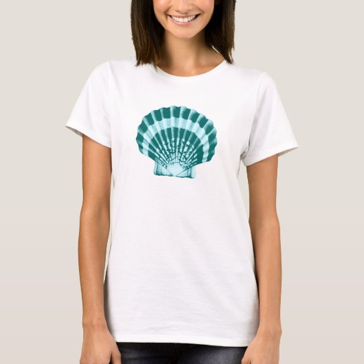 シーシェル - ティールブルーの様々な色合い Tシャツ (正面)