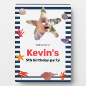 シーシェル、ヒトデ、コーラル航海のオンストライプズ フォトプラーク (正面)