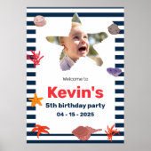 シーシェル、ヒトデ、コーラル航海のオンストライプズ ポスター (正面)