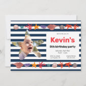 シーシェル、ヒトデ、コーラル航海のオンストライプズ 招待状 (正面)