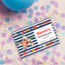 シーシェル、ヒトデ、コーラル航海のオンストライプズ 招待状