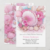 シーシェル ボーホー ディライト ガール ベイビー シャワー 招待状 (正面/裏面)