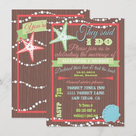 シーシェル ポスト結婚式の招待状 招待状 (正面/裏面)