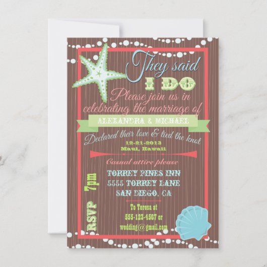 シーシェル ポスト ウェディング レセプション 招待状 (正面)