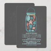 シーシェル メイソンジャー ビーチ ウェディング インビテーション (正面/裏面)