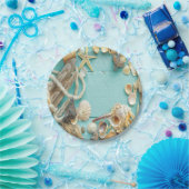 シーシェル,ヴィンテージ,コラージュ,ターコイズ,シック,トレンディー,おもしろい ペーパープレート (パーティー)