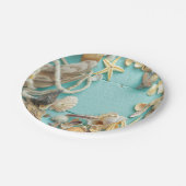 シーシェル,ヴィンテージ,コラージュ,ターコイズ,シック,トレンディー,おもしろい ペーパープレート (アングル)