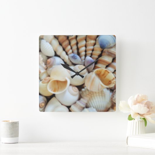 シーシェル、夏のビーチエキゾチック熱帯時計 スクエア壁時計 (ホーム)