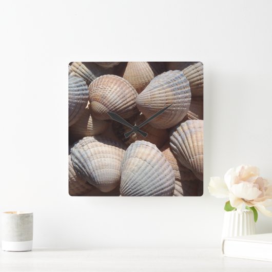 シーシェル、夏のビーチエキゾチック熱帯時計 スクエア壁時計 (ホーム)