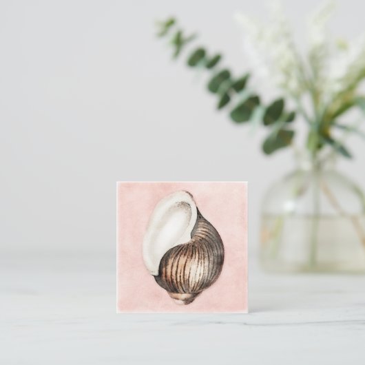 シーシェル-水彩ビーチデコーラモモ スクエア名刺 (スタンド正面)