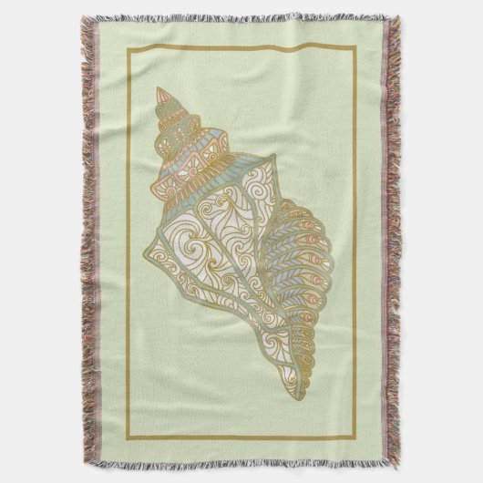 シーシェル – 海ビーチシェル スローブランケット (正面縦)