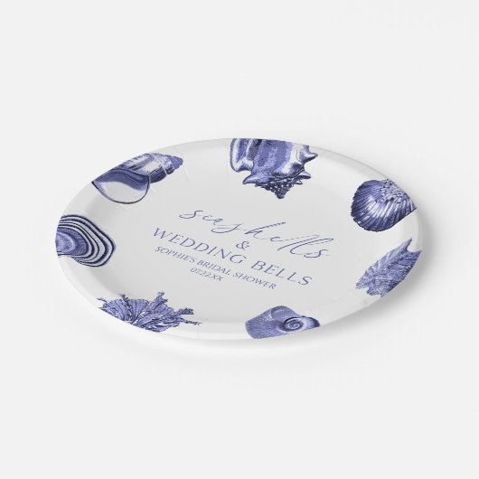 シーシェル&結婚ズベルエレガントブライダルシャワー ペーパープレート (アングル)