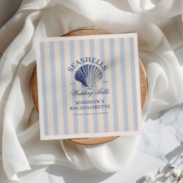 シーシェル&結婚ズベルストライプのバチェロレッテ スタンダードカクテルナプキン