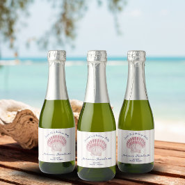 シーシェル&結婚ズベルズピンクネイビーバチェロレッテ スパークリングワインラベル