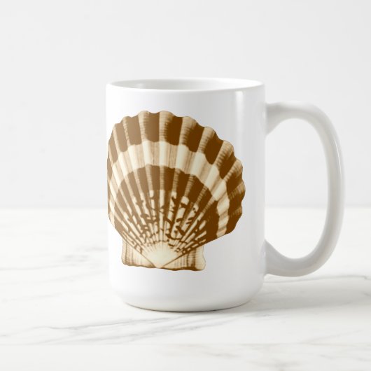 シーシェル – 茶色とベージュ コーヒーマグカップ (右)