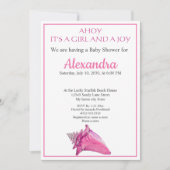 シーシェ航海のルピンクの女の子の赤ちゃんシャワーの招待 案内状 (正面)