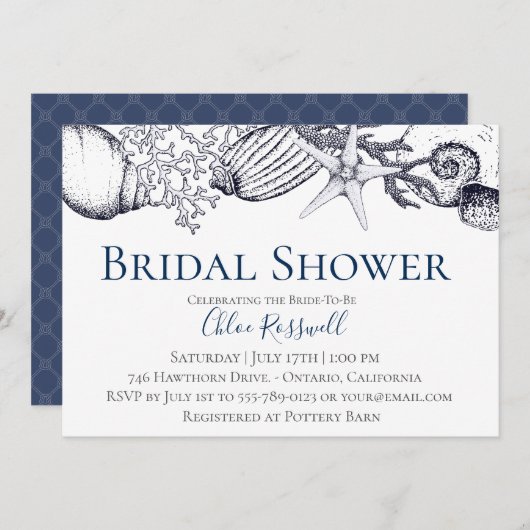 シーシェ航海のルブライダルシャワー招待 招待状 (正面/裏面)