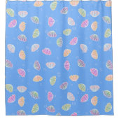 シーシカラフルェルズパターンライトブルー シャワーカーテン (正面)