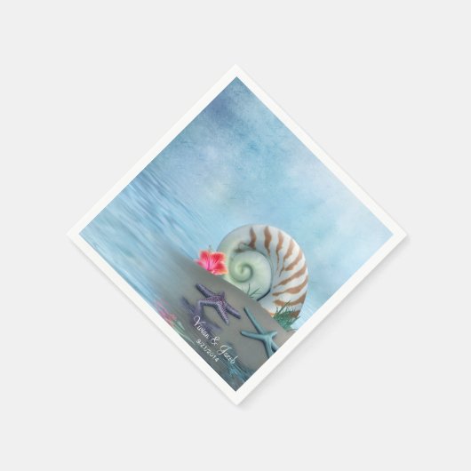 シーシパーソナライズされたェル結婚ズ・ナプキン スタンダードカクテルナプキン (角)