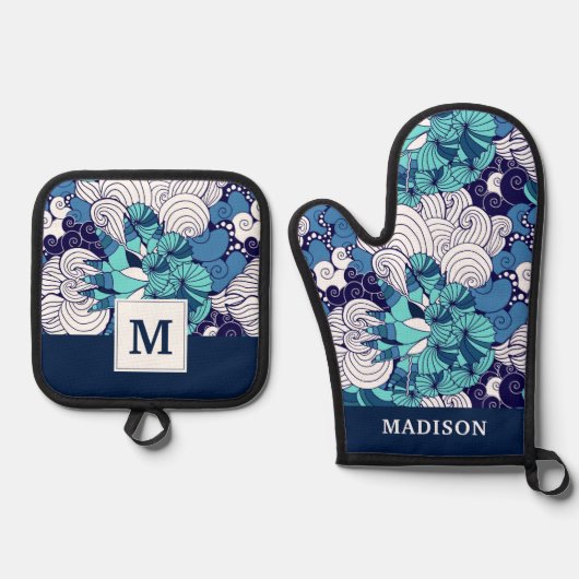 シーシファンキーェル模様 鍋つかみ&鍋敷きセット (正面)