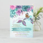 シーシャワーの下のエスニックヴィンテージ·マーメイドベビー 招待状 (スタンド正面)