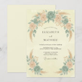 シーシャンアプリコットパンパスユーカリの結婚式 招待状 (正面/裏面)